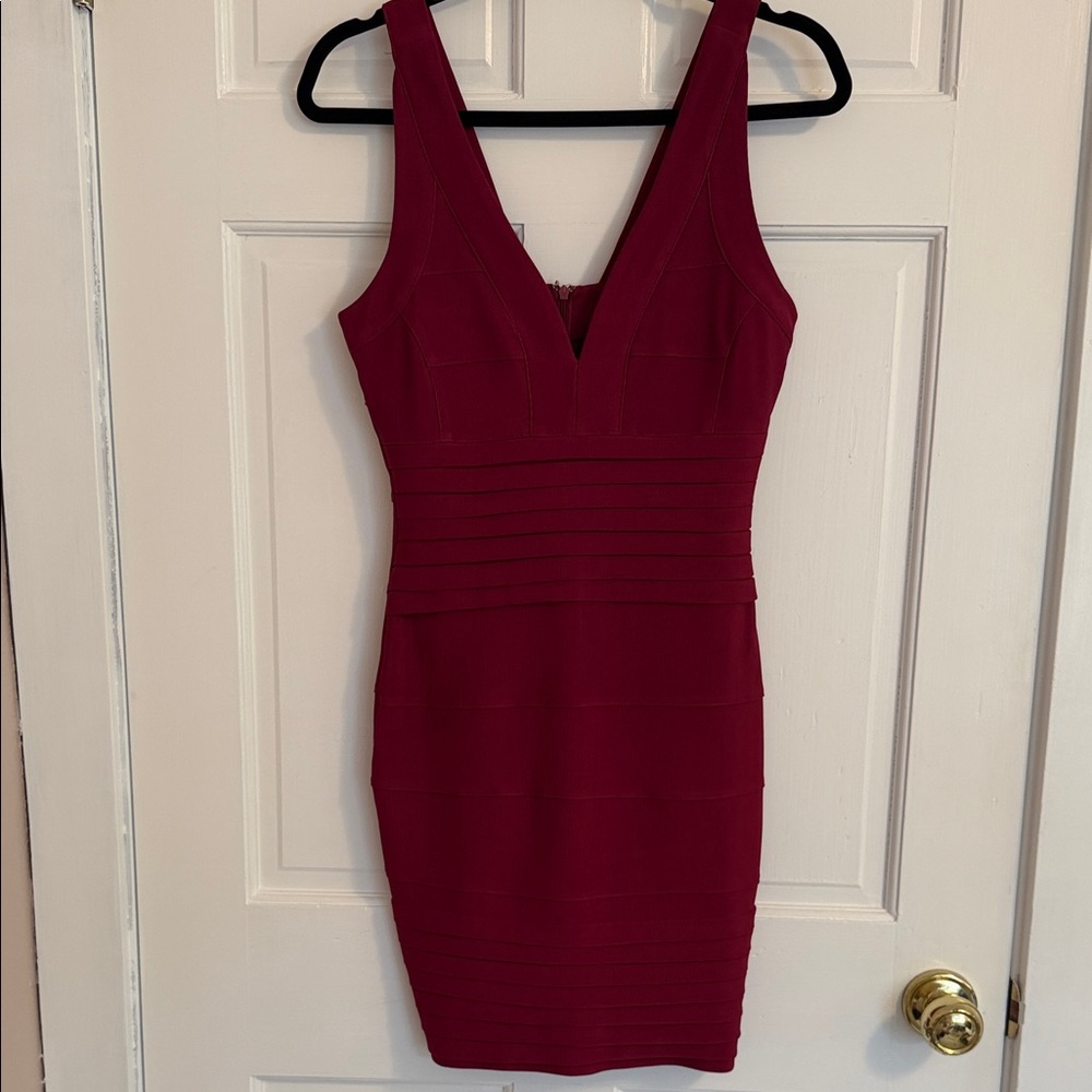 Missguided Mini Bandage Dress in Wine Red